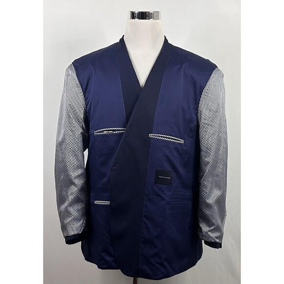 Tommy Hilfiger 54R Sport Coat Worsted Wool Blend Plaid Blue Two Button Vented - Picture 7 of 8